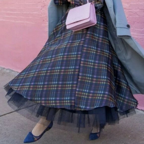Halogen Multicolor Plaid Midi Skirt - Picture 2 of 5